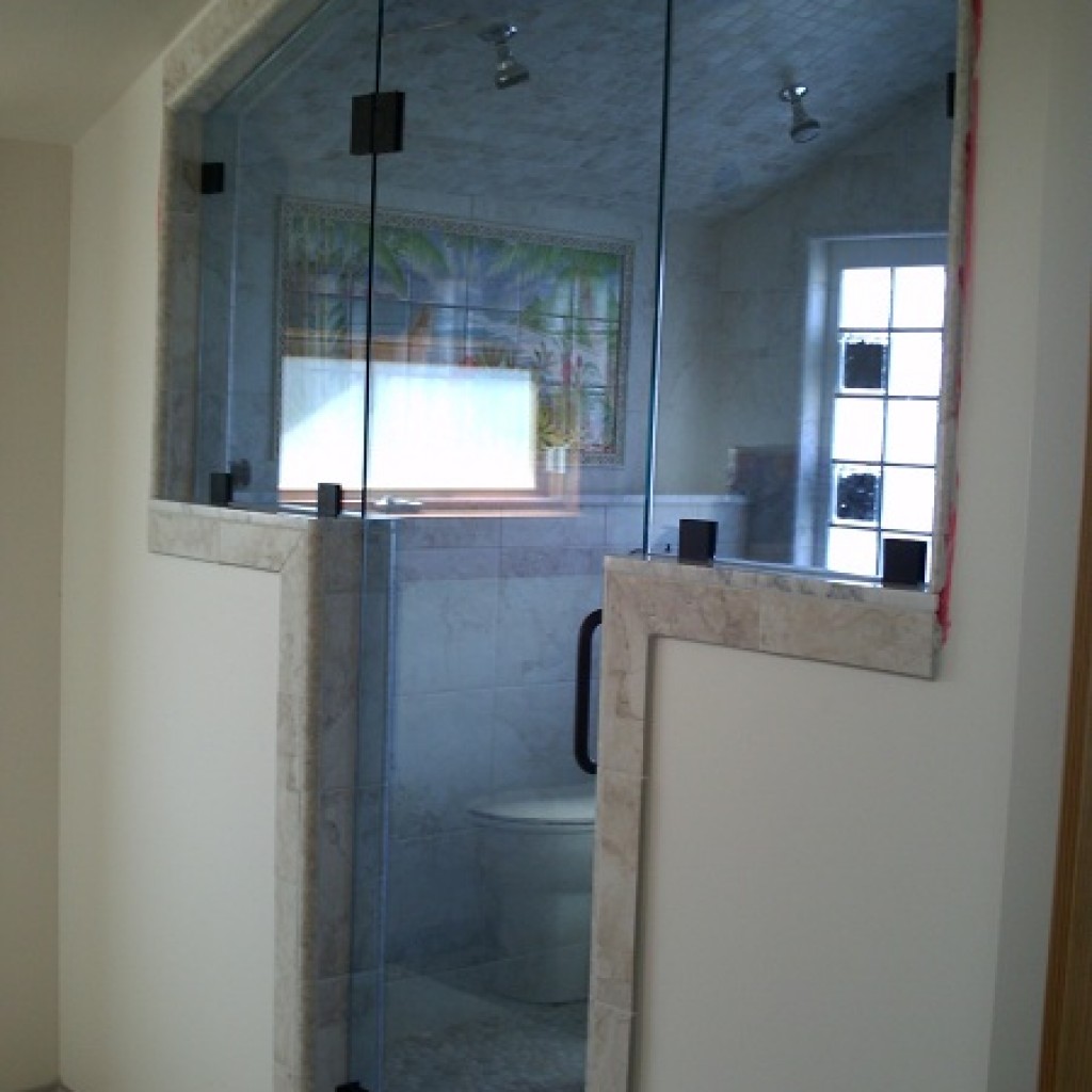 Custom Shower with Arched Glass