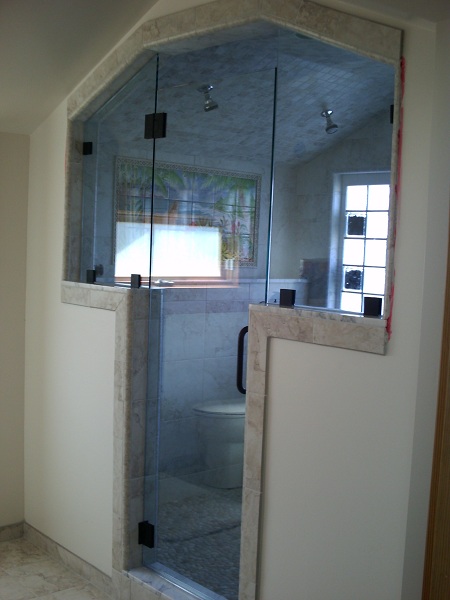 Custom Shower with Arched Glass