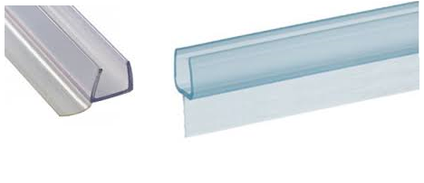 Clear Plastic Edge Seals on Frameless Shower Enclosures